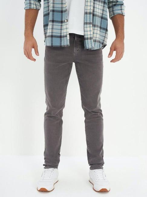 american eagle outfitters grey cotton slim fit jeans