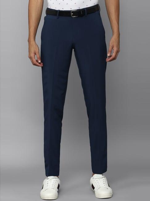 allen solly navy blue slim fit trousers