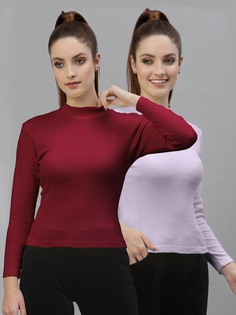 friskers maroon & purple cotton full sleeves top - pack of 2