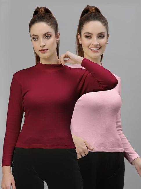 friskers maroon & pink cotton full sleeves top - pack of 2