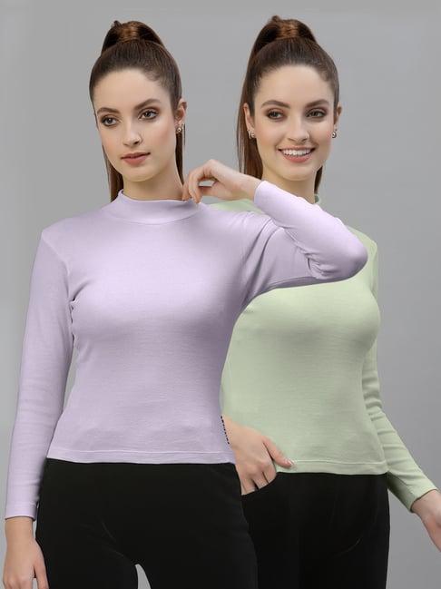 friskers purple & green cotton full sleeves top - pack of 2