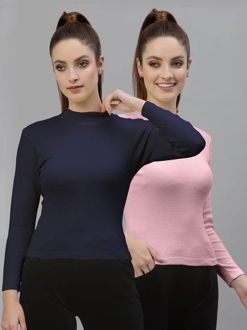 friskers navy & pink cotton full sleeves top - pack of 2