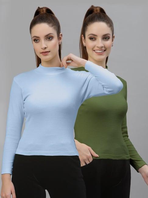 friskers blue & green cotton full sleeves top - pack of 2