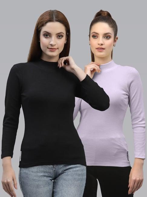 friskers black & purple cotton full sleeves top - pack of 2