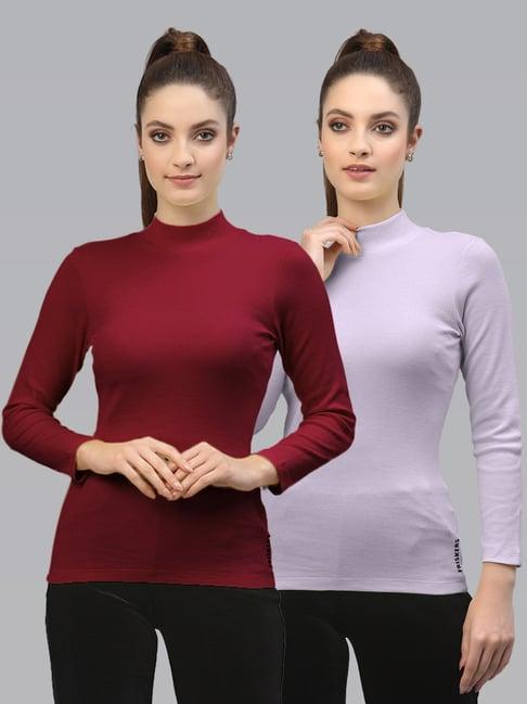 friskers maroon & purple cotton full sleeves top - pack of 2