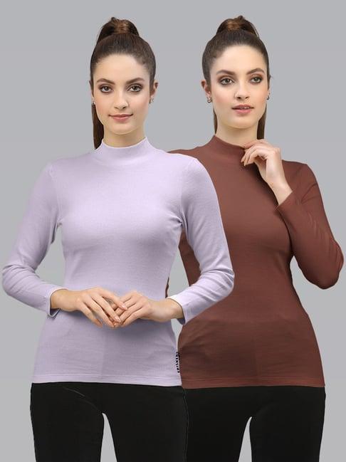 friskers purple & brown cotton full sleeves top - pack of 2