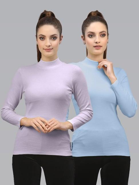 friskers purple & blue cotton full sleeves top - pack of 2