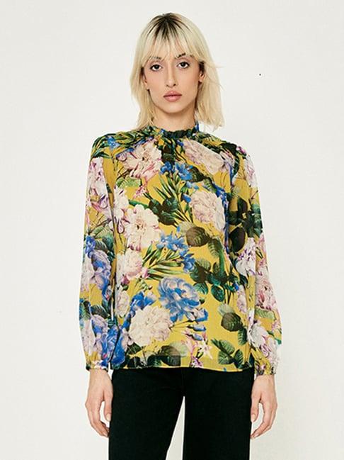 cover story yellow floral print top