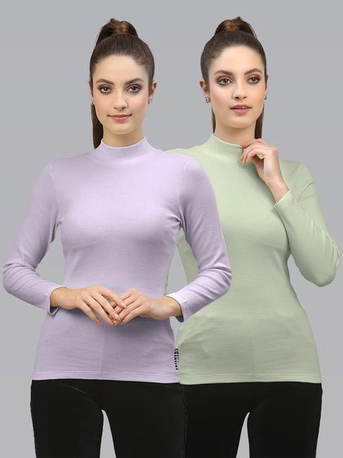 friskers purple & green cotton full sleeves top - pack of 2