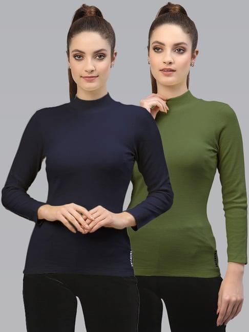 friskers navy & green cotton full sleeves top - pack of 2