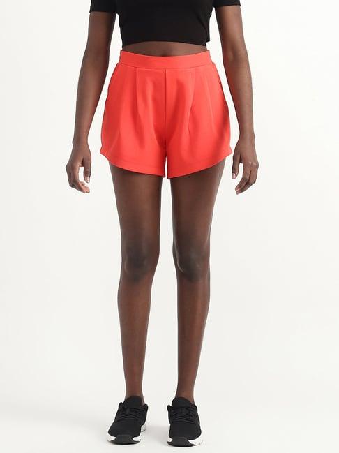 united colors of benetton red mid rise shorts