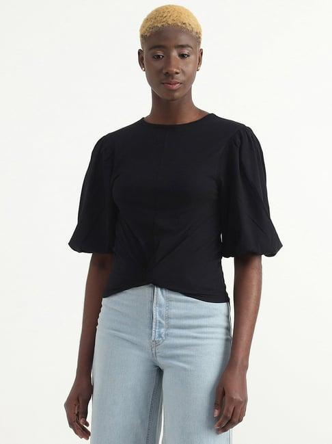 united colors of benetton black regular fit top