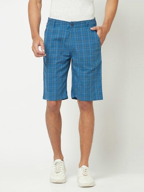 crimsoune club blue regular fit check cotton shorts