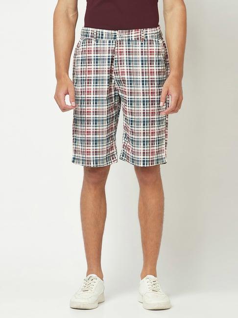 crimsoune club multicolor regular fit check cotton shorts