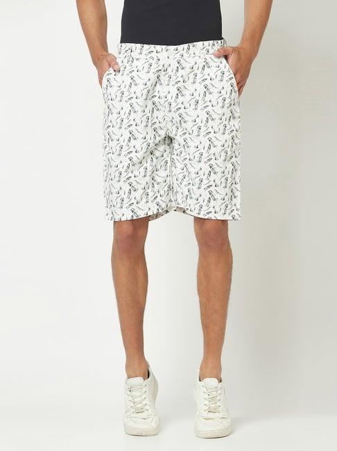 crimsoune club white regular fit printed cotton chino shorts