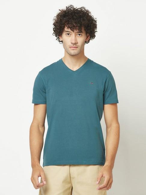 crimsoune club teal blue regular fit v-neck t-shirt