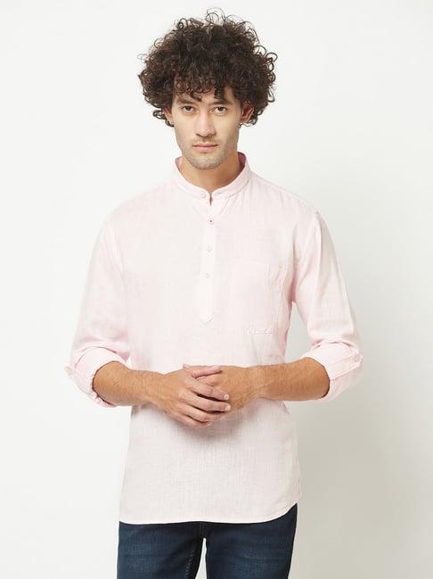 crimsoune club pink regular fit mandarin collar short kurta