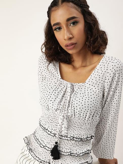 quiero white polka dot top