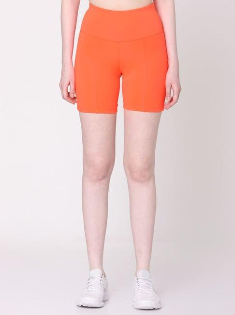 silvertraq orange polyester relaxed fit sports shorts