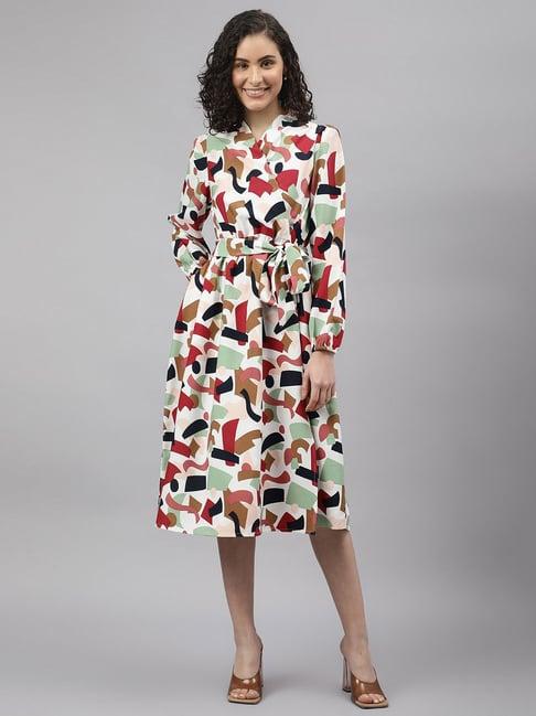 beverly hills polo club multicolored printed a-line dress