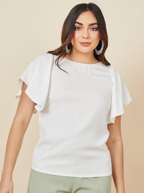 styli flutter sleeve ladder cut-out detail blouse