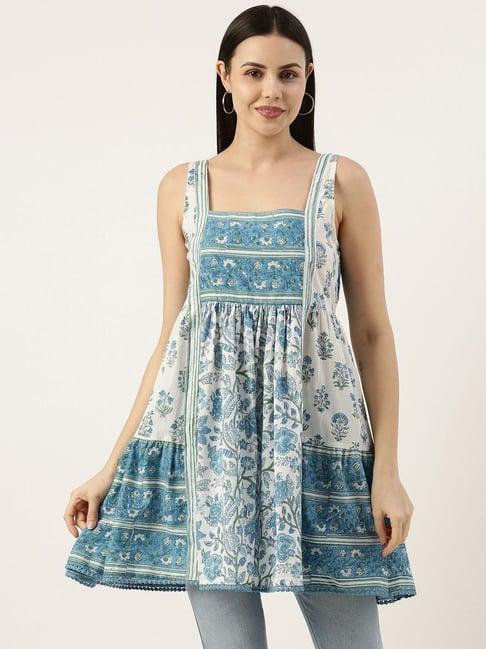 amukti blue cotton printed tunic