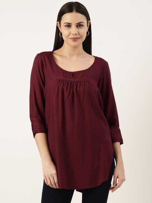 amukti maroon regular fit tunic