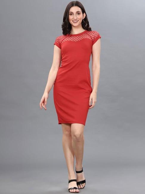 selvia red shift dress