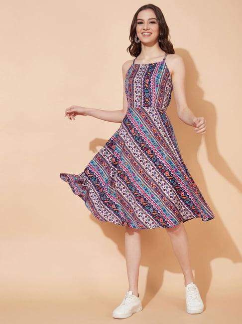 selvia multicolored printed a-line dress