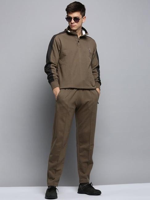 showoff olive cotton regular fit tracksuits