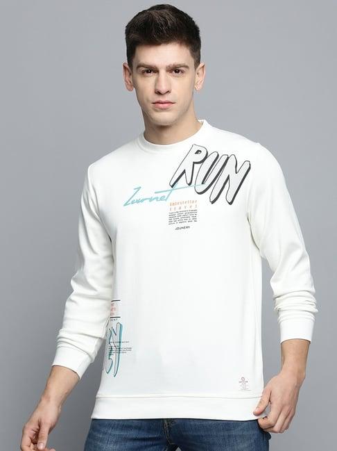 showoff white cotton regular fit printed sweatshirt