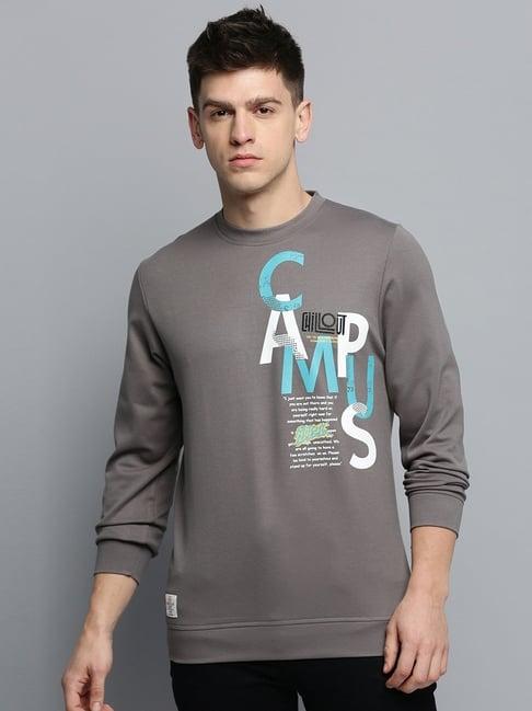 showoff grey regular fit printed sweatshirt