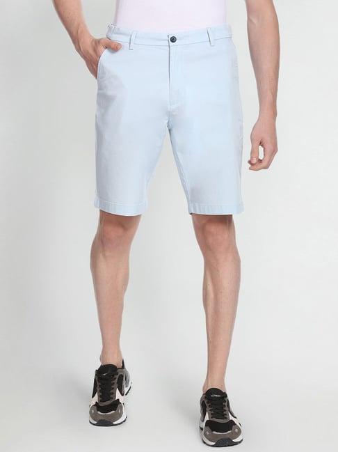 arrow sport blue cotton regular fit shorts