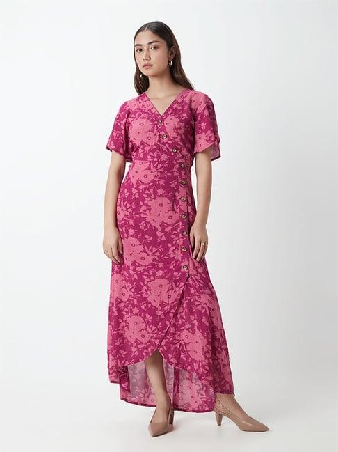 lov by westside magenta floral-printed dress