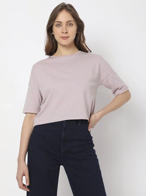 vero mode pink cotton striped top