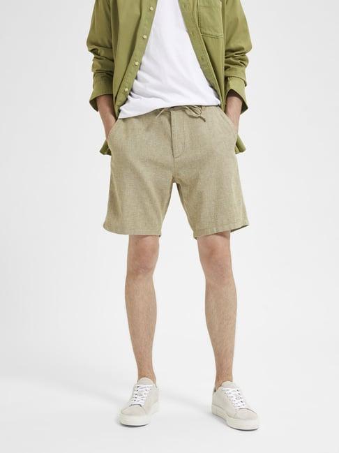 selected homme green regular fit shorts