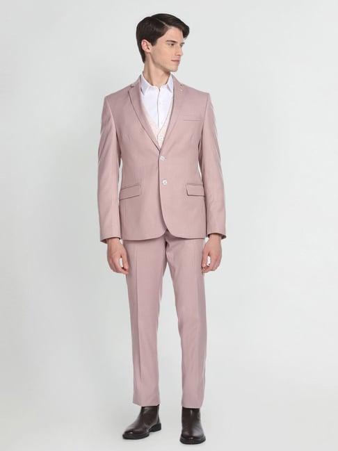 arrow pink regular fit three piece suit