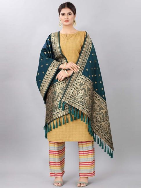 silk land blue woven pattern dupatta