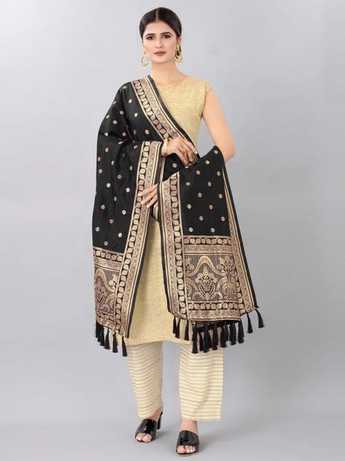 silk land black woven pattern dupatta