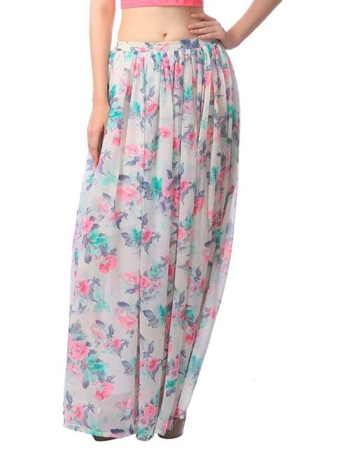 cation white printed maxi skirt