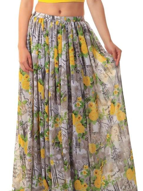 cation grey printed maxi skirt