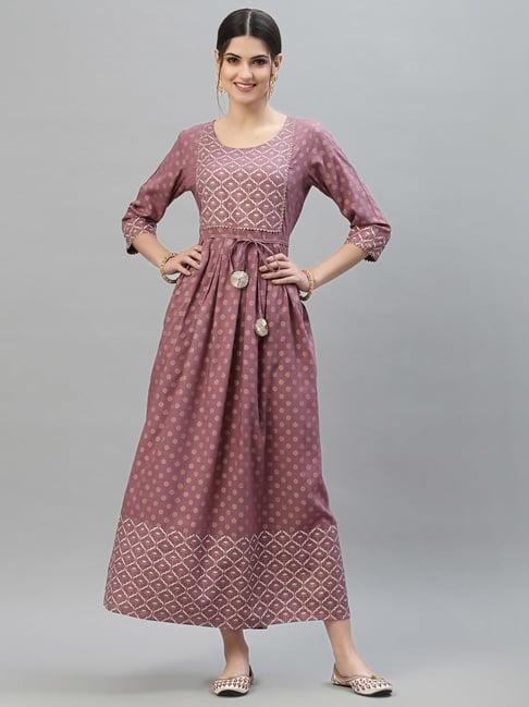 stylum mauve floral print a-line dress