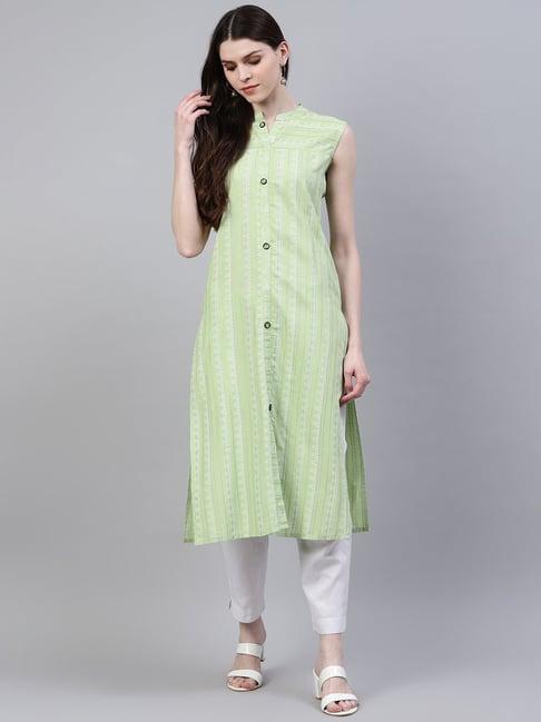 stylum pista green printed straight kurta