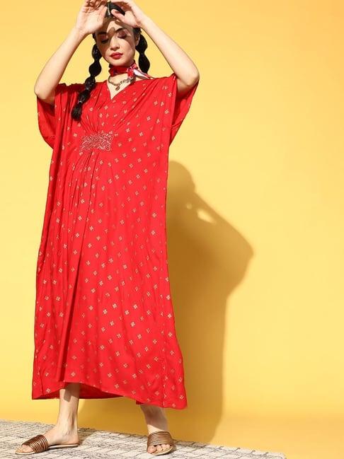 prakrti red printed kaftan