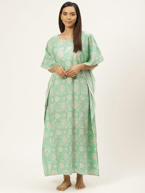 prakrti green cotton printed kaftan