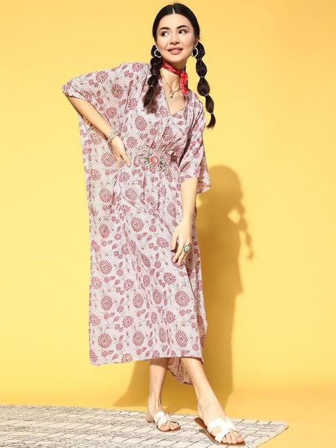 prakrti pink cotton printed kaftan