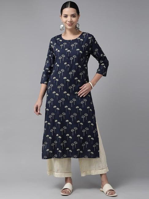 prakrti blue printed straight kurta