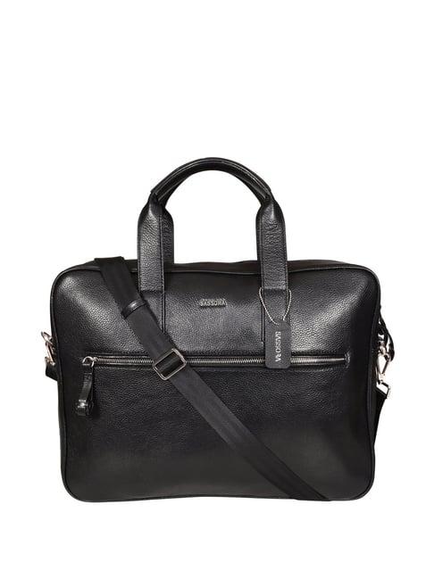 sassora black leather large messenger bag