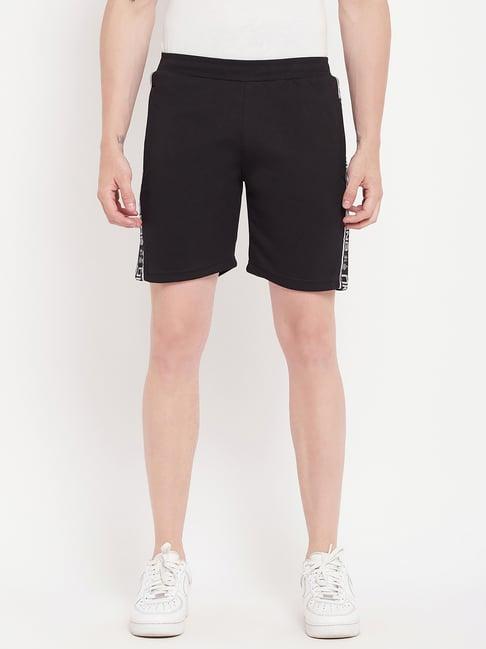 okane black regular fit printed shorts