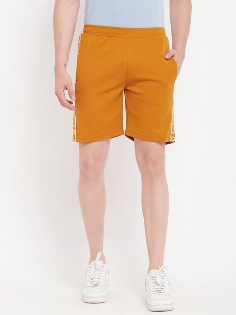 okane mustard regular fit printed shorts